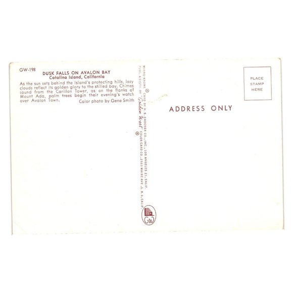 Vintage Postcard Avalon Bay at Dusk Catalina Island California Landscape Night - Picture 2 of 2